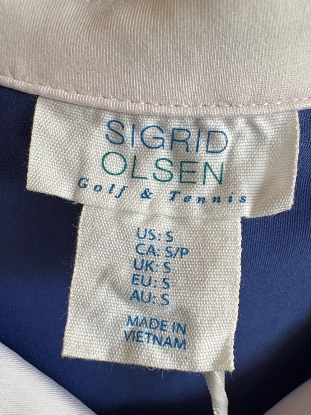 NWT Sigrid Olsen Royal Blue Sleeveless Polo with White Collar SZ Small - Picture 2 of 4